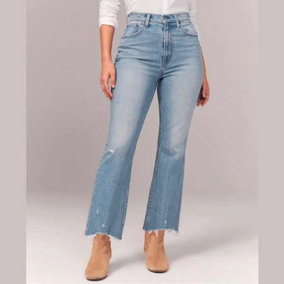 Abercrombie & Fitch Denim - Abercrombie & Fitch Blue Curve Love Ultra High
Rise Distressed Kick Flare Jeans
